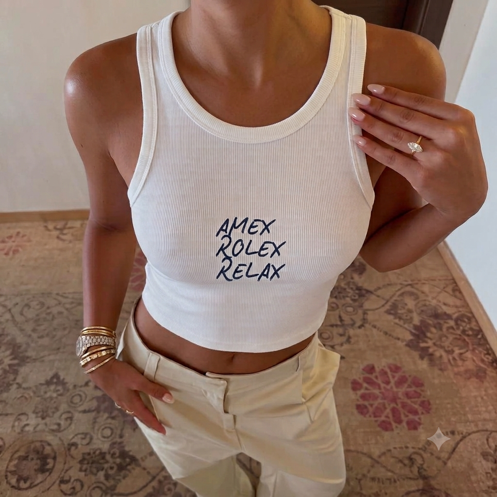 Amex, Rolex, Relax Racer Tank Top